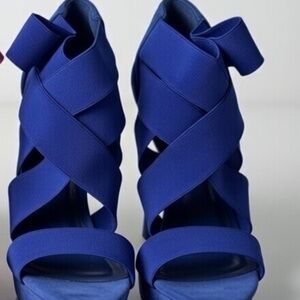 Zara Electric Blue Elastic Strap Stiletto Heels | Size 36 (US 5.5–6) | Worn Once